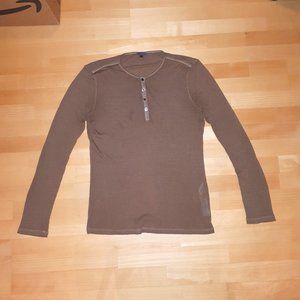 John Varvatos Brown Knit Henley (Large)